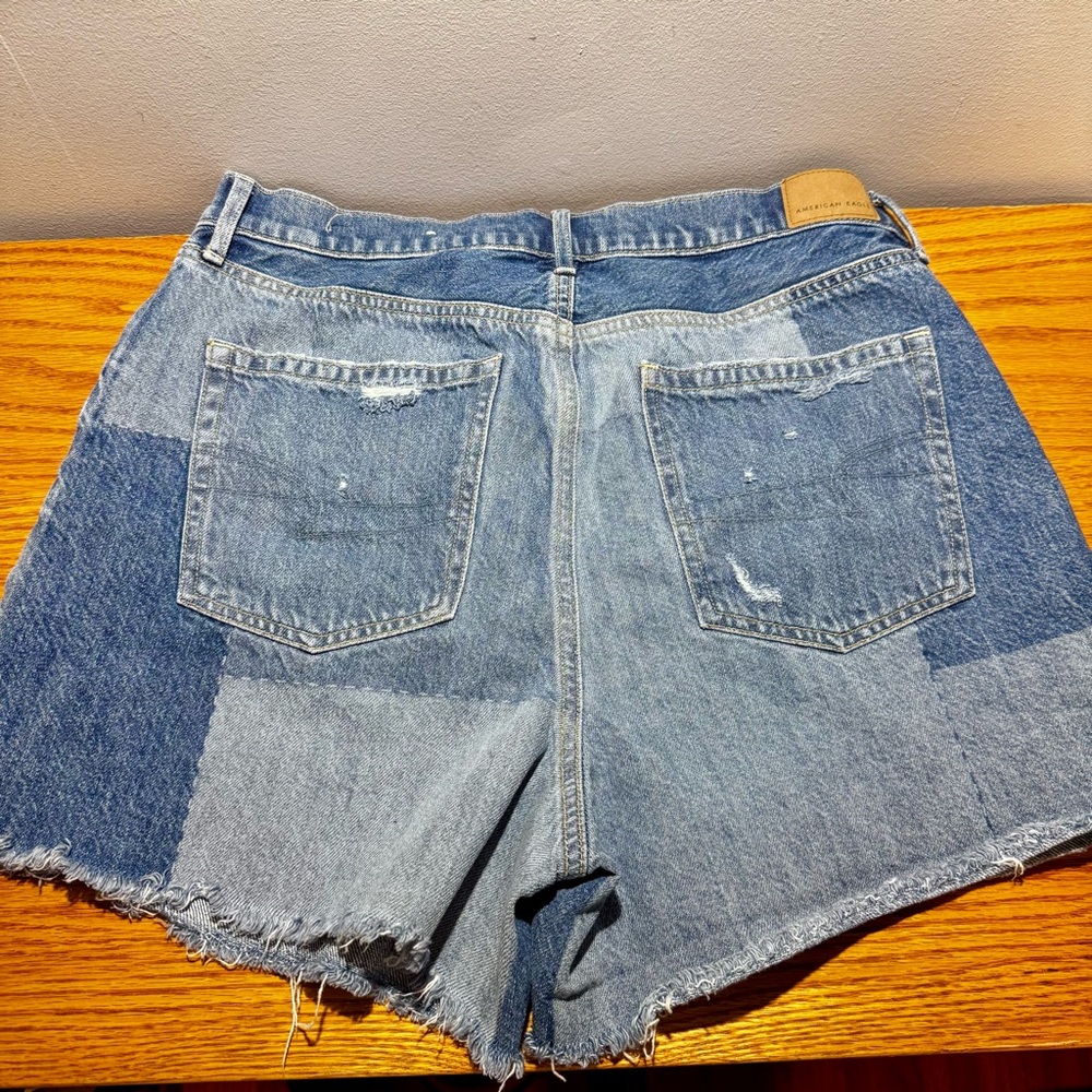 American Eagle Highest Rise 90s Boyfriend Patchwork Denim Shorts - Picture 6 of 11